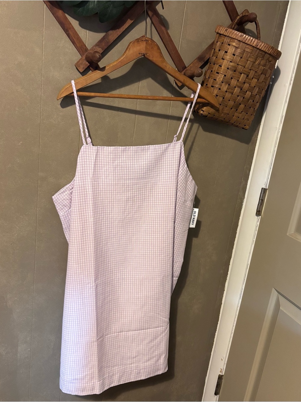 Old Navy Lilac Gingham Spaghetti Strap Mini Dress NWT - Picture 1 of 6